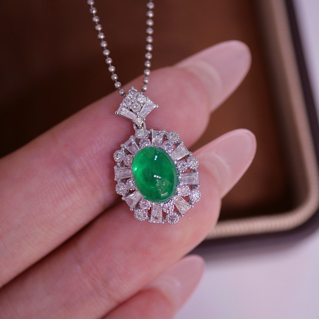 14k Gold 1.56 Ct Natural Emerald & Diamond Pendant( Without Chain ) - 6