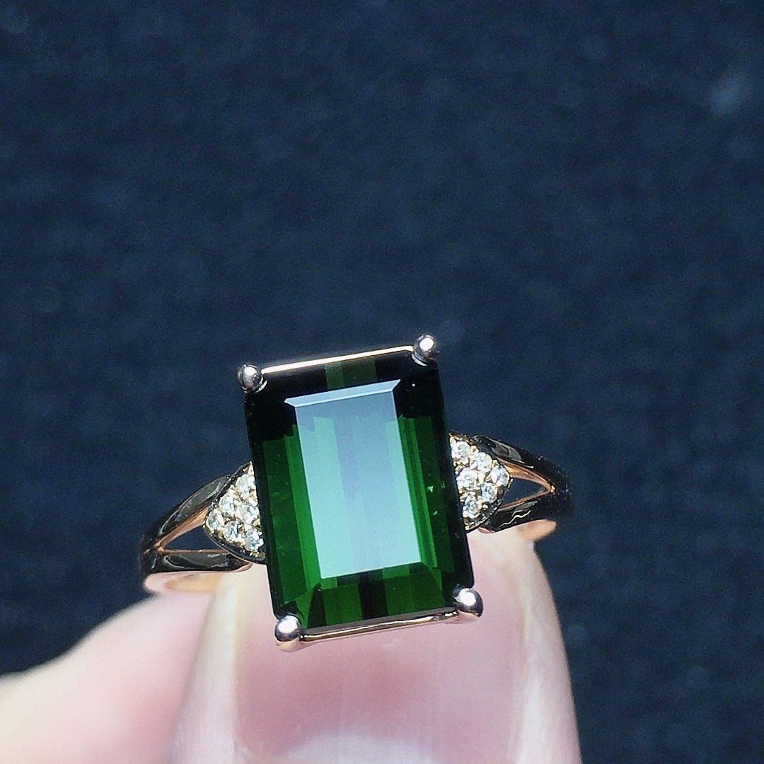 14k Gold 3.86 Ct Natural Tourmaline & Diamond Ring (1 of 5)