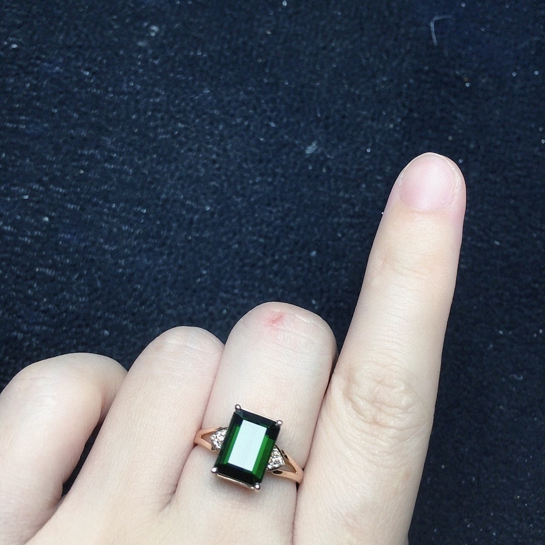 14k Gold 3.86 Ct Natural Tourmaline & Diamond Ring - 3