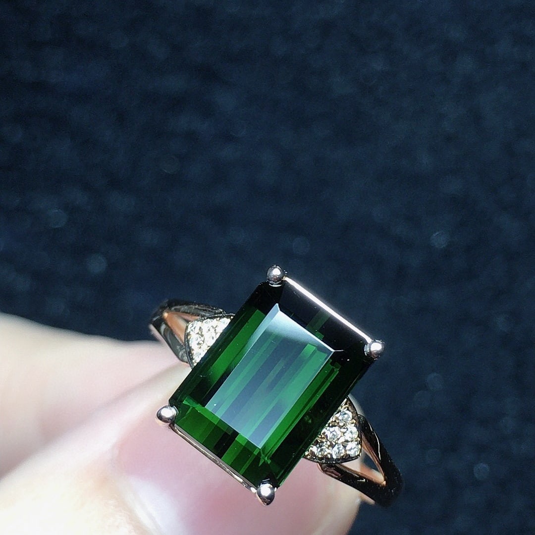 14k Gold 3.86 Ct Natural Tourmaline & Diamond Ring - 4