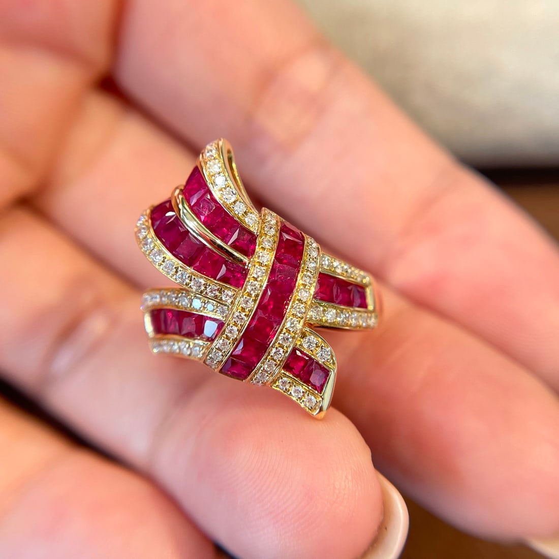 14k Gold 2 Ct Natural Ruby & Diamond Ring - 4