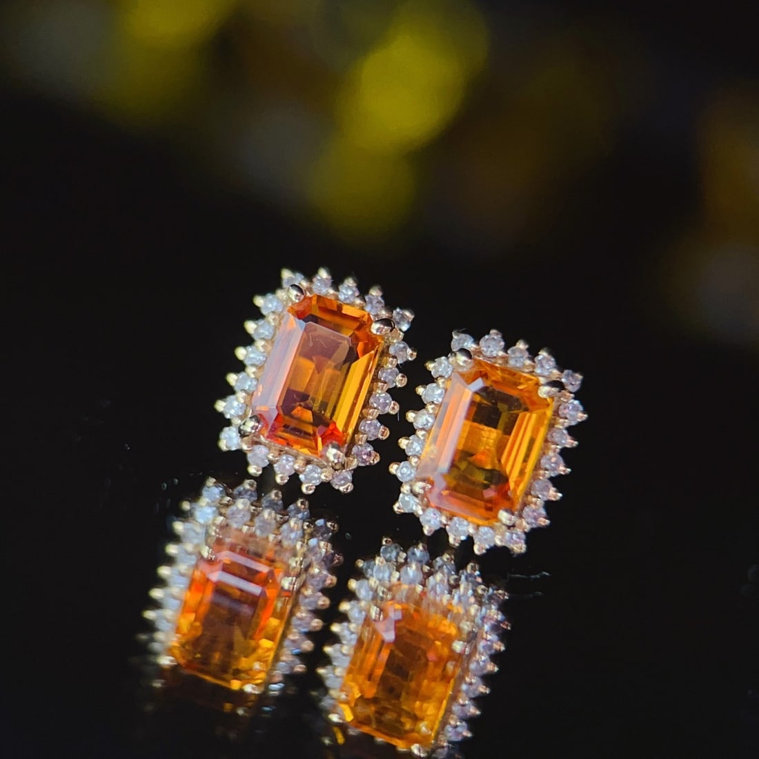 14k Gold 1.25 Ct Natural Sapphire & Diamond Earrings - 3