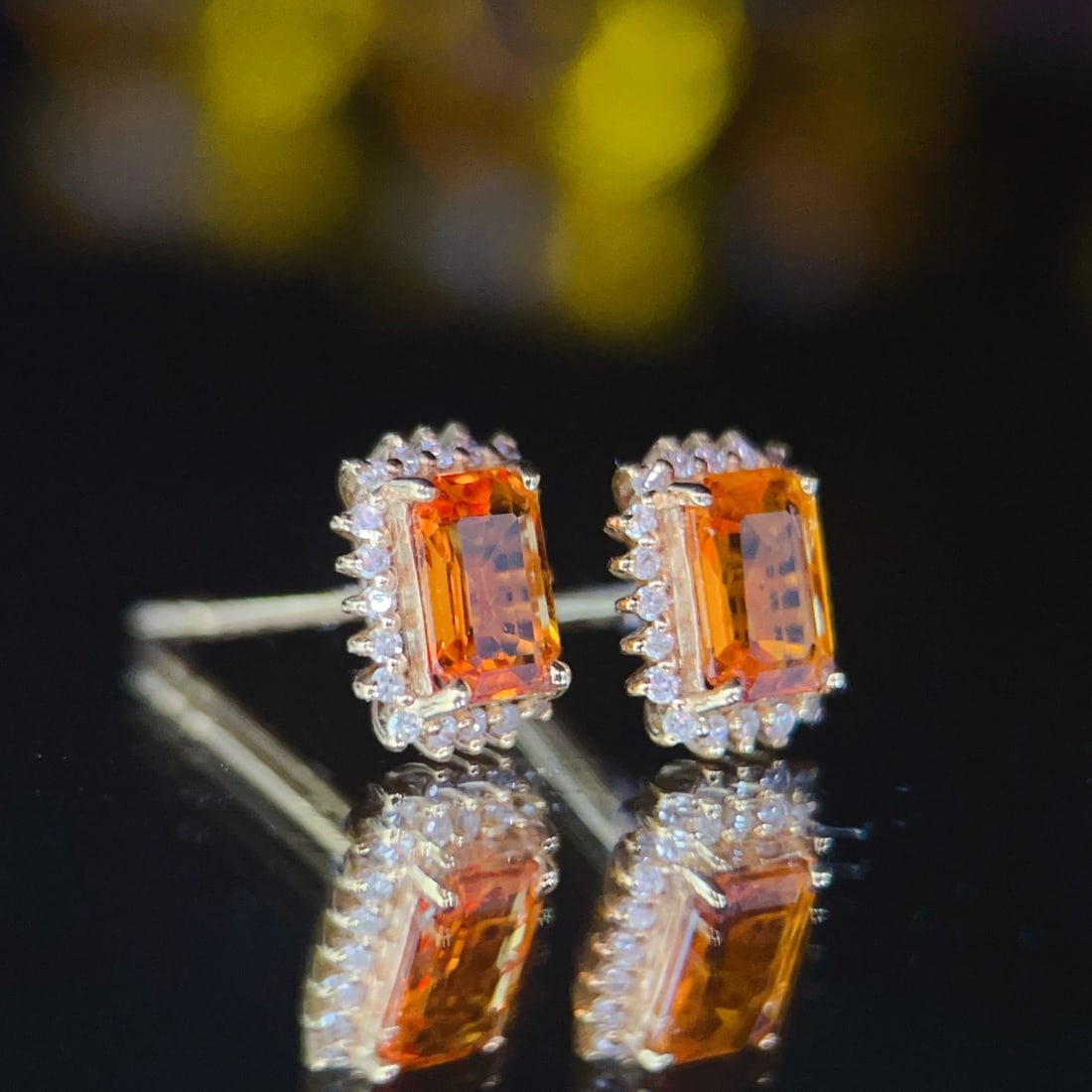 14k Gold 1.25 Ct Natural Sapphire & Diamond Earrings - 5