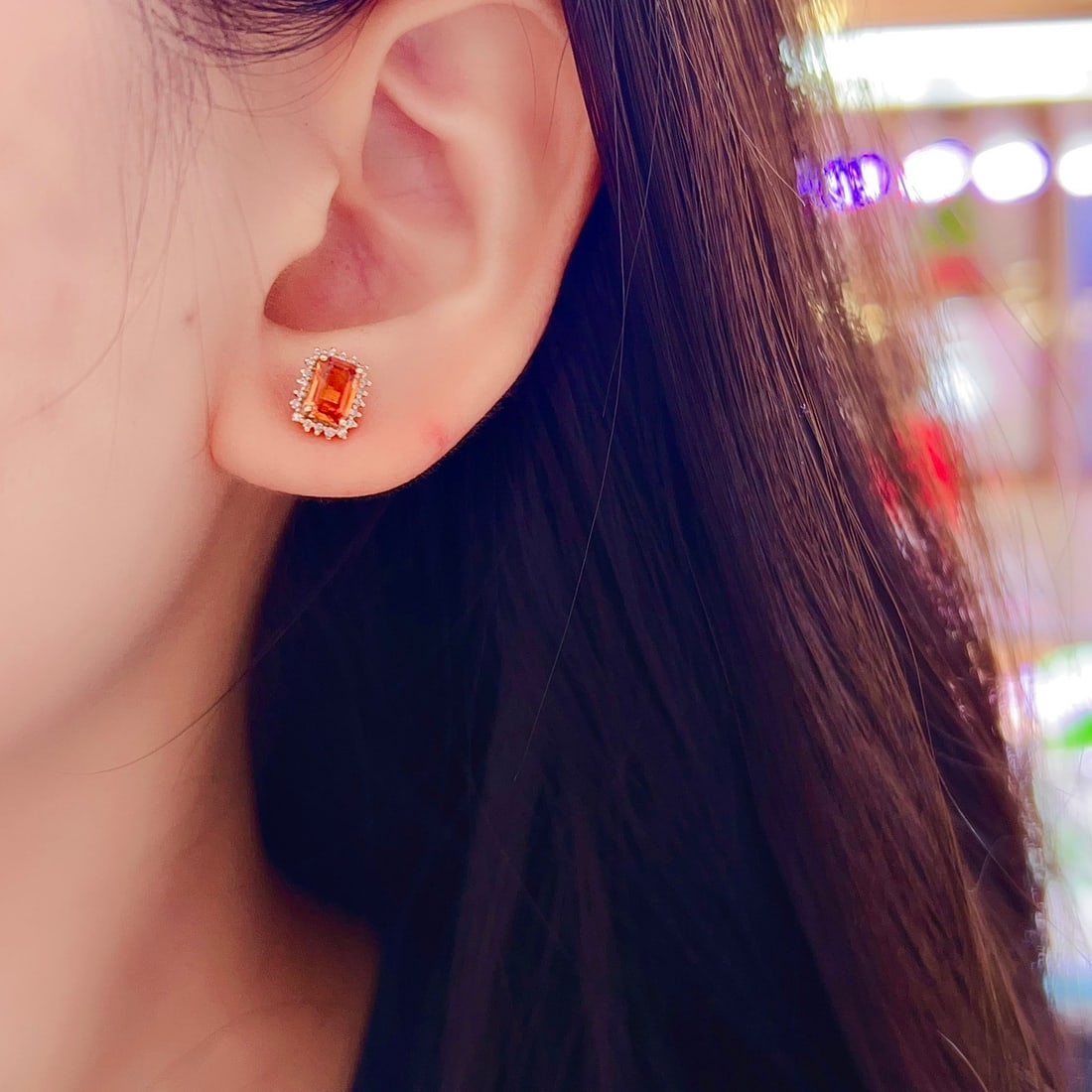 14k Gold 1.25 Ct Natural Sapphire & Diamond Earrings - 6