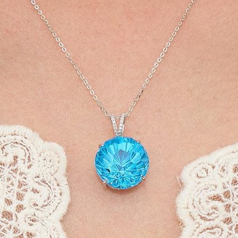 14k Gold 14.95 Ct Natural Topaz & Diamond Pendant( Without Chain ) - 9