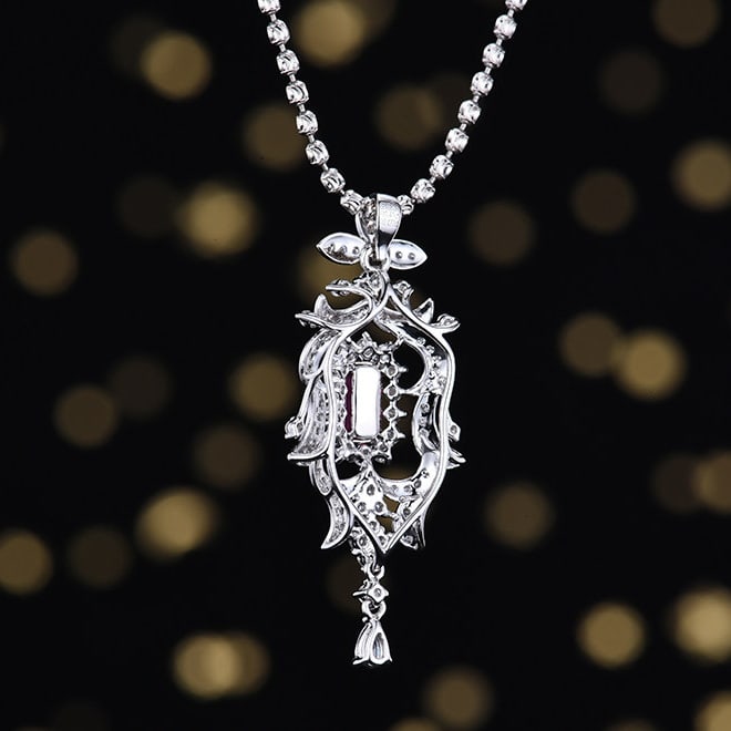 14k Gold 0.88 Ctw Natural Ruby & Diamond Pendant( Without Chain ) - 4