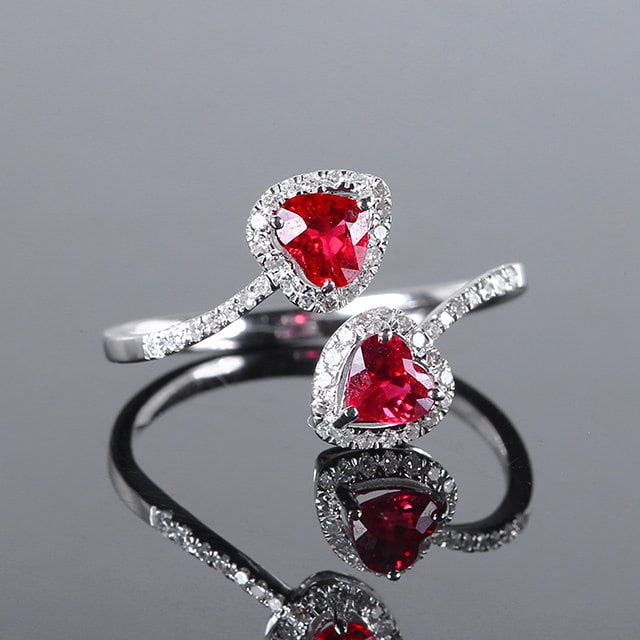 14k Gold 1.09 Ctw Natural Ruby & Diamond Ring - 2