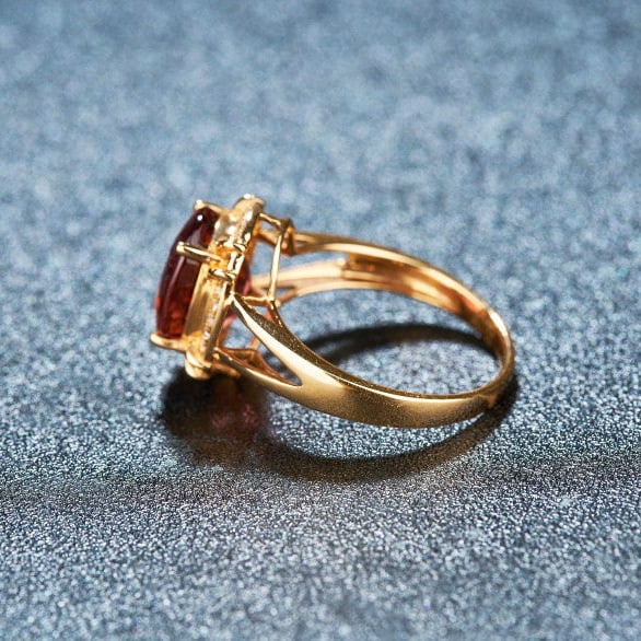 14k Gold 3.3 Ct Natural Tourmaline & Diamond Ring - 4