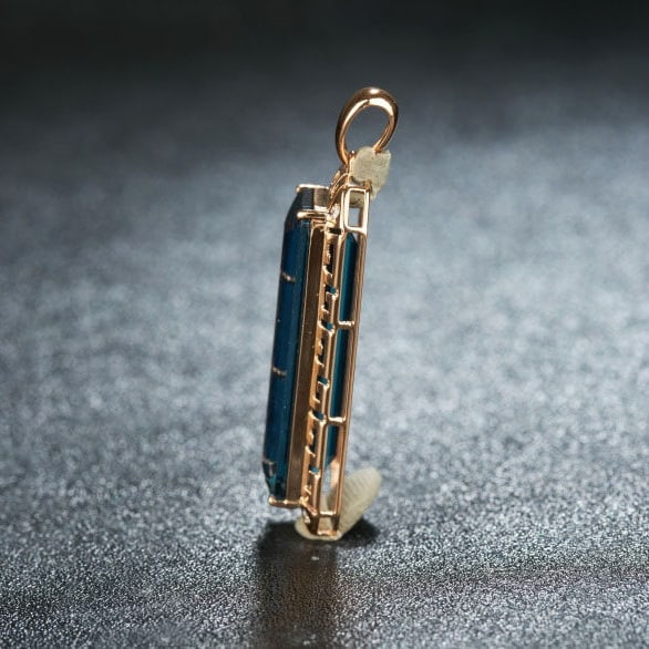 14k Gold 15.6 Ct Natural Topaz & Diamond Pendant( Without Chain ) - 4