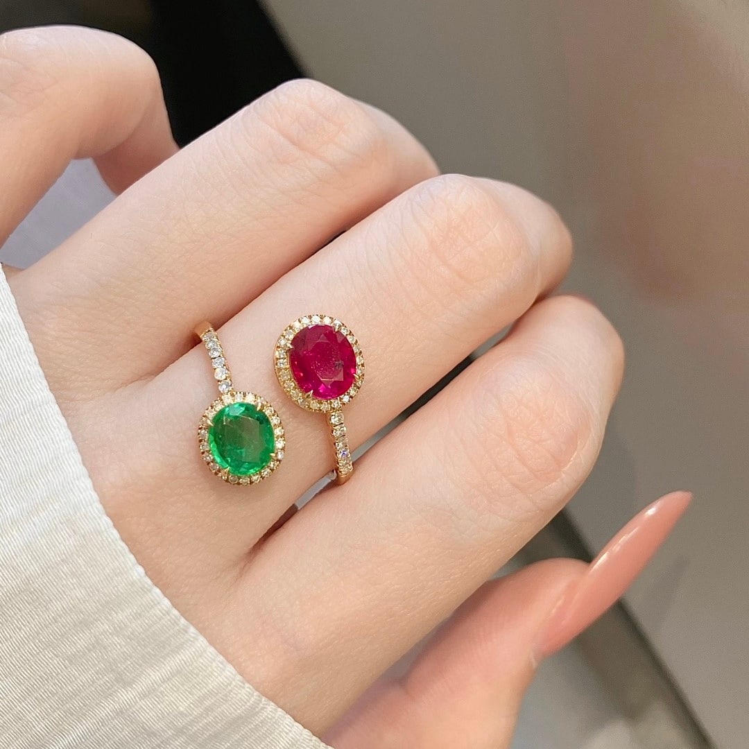 14k Gold 2.08 Ctw Natural Ruby & Emerald & Toi Et Moi Ring - 6