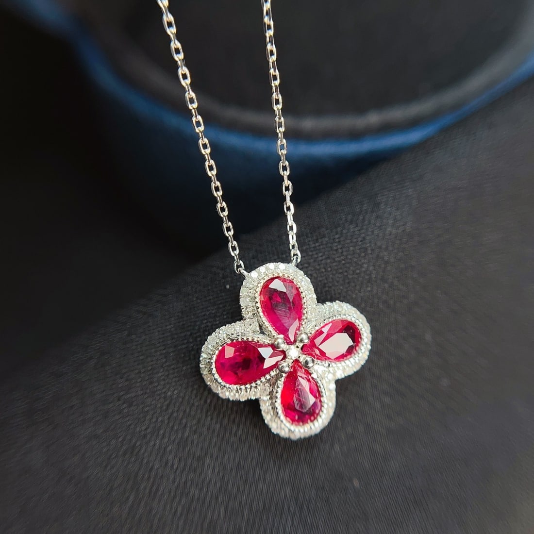 14k Gold 1.35 Ct Natural Ruby & Diamond Necklace - 4