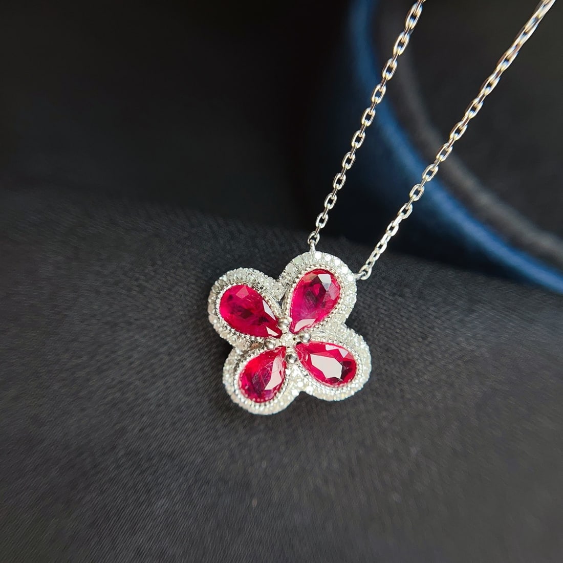 14k Gold 1.35 Ct Natural Ruby & Diamond Necklace - 5