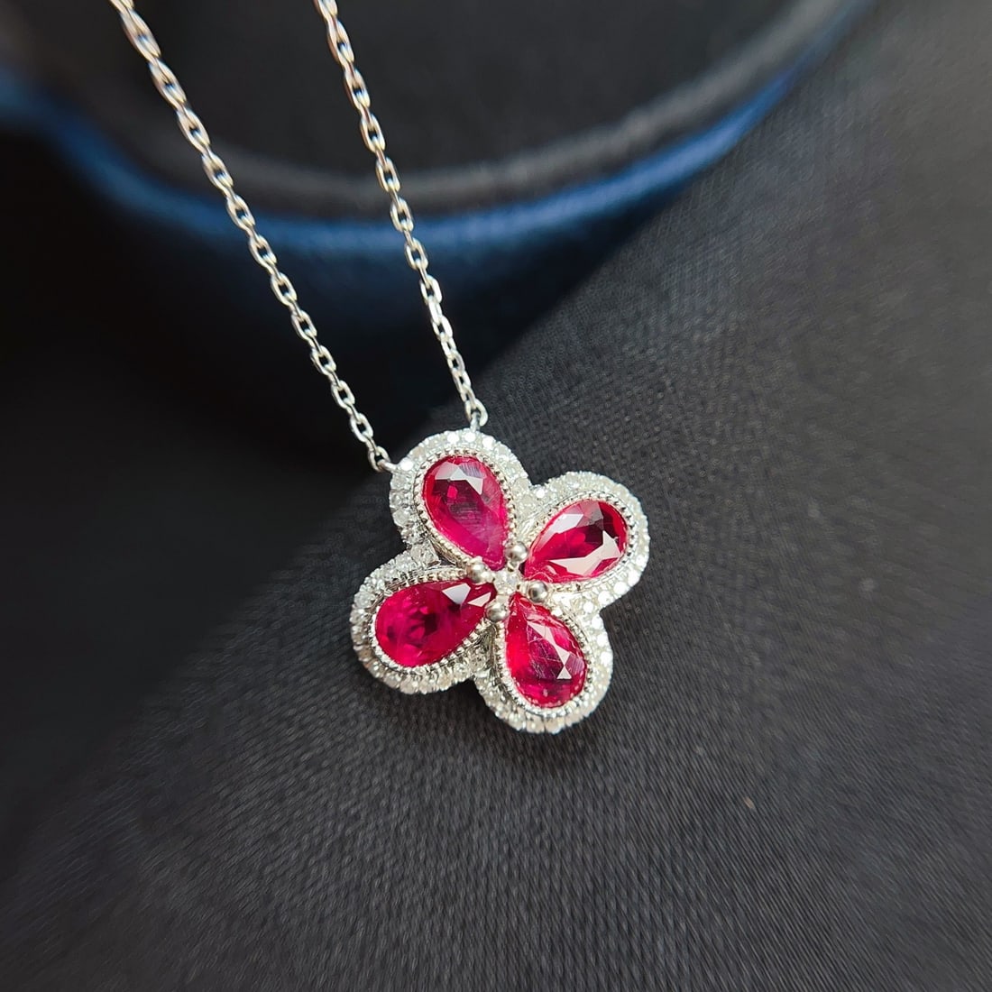 14k Gold 1.35 Ct Natural Ruby & Diamond Necklace - 6