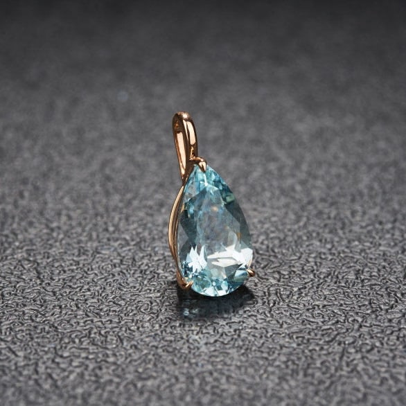 14k Gold 3.69 Ct Natural Aquamarine Pendant( Without Chain ) - 2