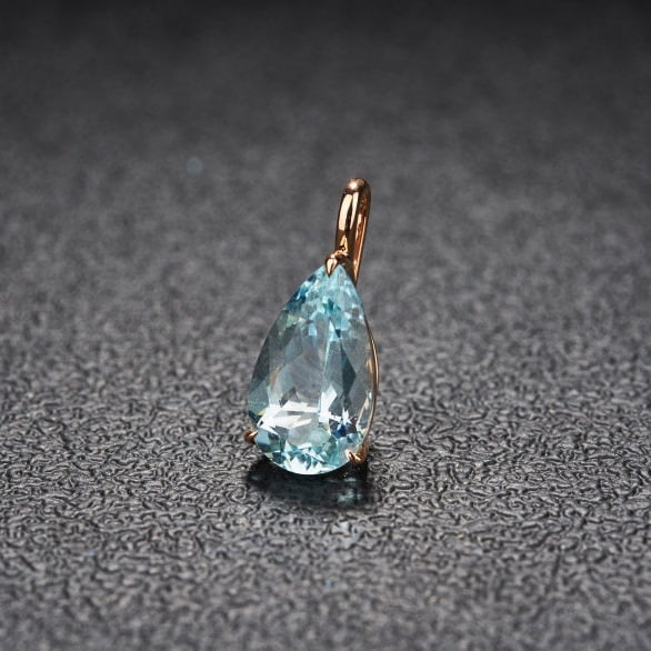 14k Gold 3.69 Ct Natural Aquamarine Pendant( Without Chain ) - 3