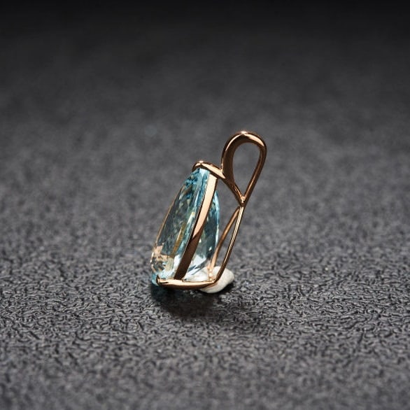 14k Gold 3.69 Ct Natural Aquamarine Pendant( Without Chain ) - 4
