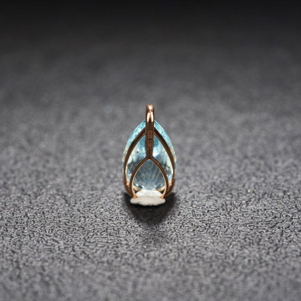 14k Gold 3.69 Ct Natural Aquamarine Pendant( Without Chain ) - 5