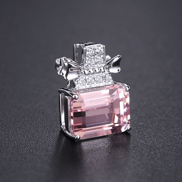 14k Gold 1.67 Ctw Natural Morganite & Diamond Pendant( Without Chain ) - 2