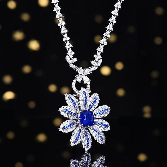 14k Gold 2.03 Ct Natural Sapphire & Sapphire & Sapphire Pendant( Without Chain ) - 3