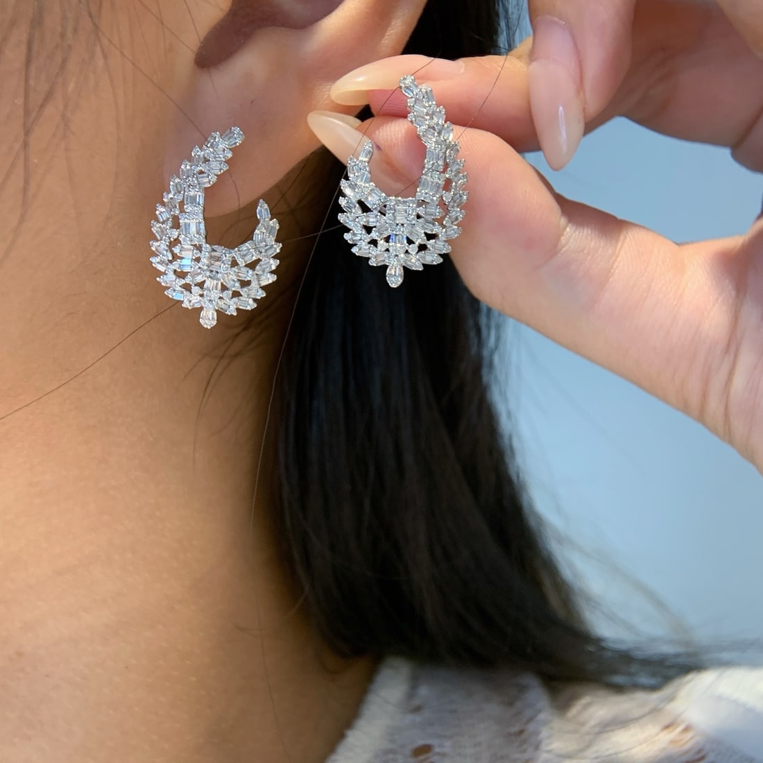 14k Gold 1.06 Ct Natural H Diamond Earrings - 2