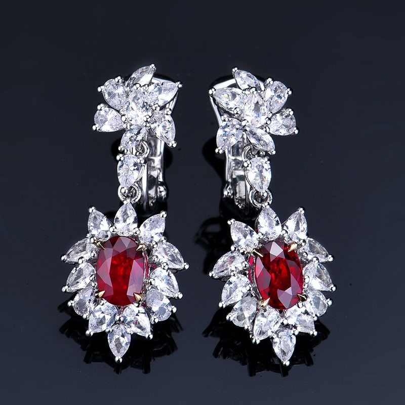 14k Gold 3.63 Ctw Natural Ruby & Sapphire Earrings - 4