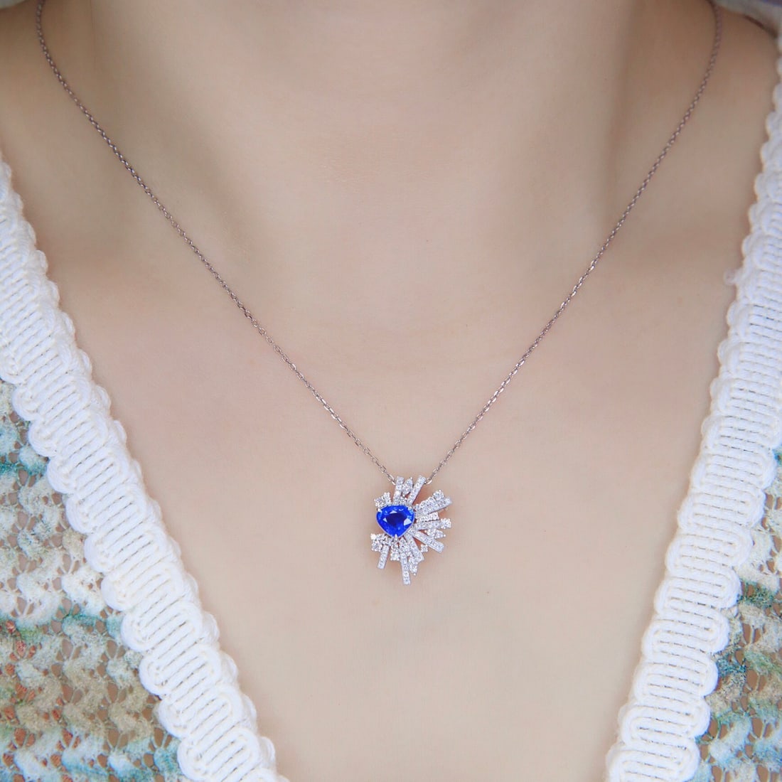 14k Gold 1.65 Ctw Natural Sapphire & Diamond Brooch/pendant( Without Chain ) - 5