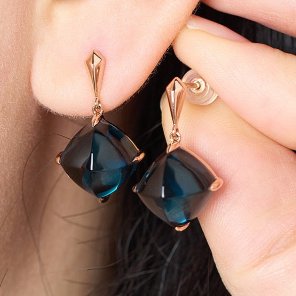 14k Gold 15 Ct Natural Topaz Earrings - 7