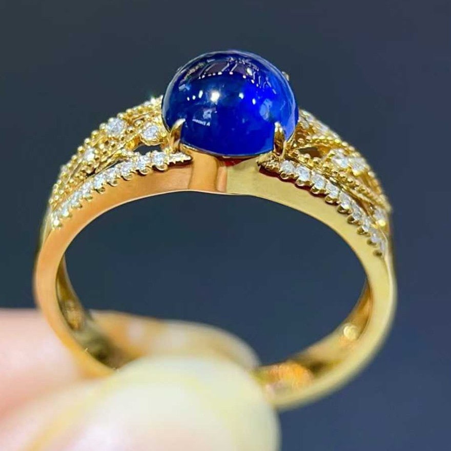 14k Gold 2.19 Ctw Natural Sapphire & Diamond Ring - 3