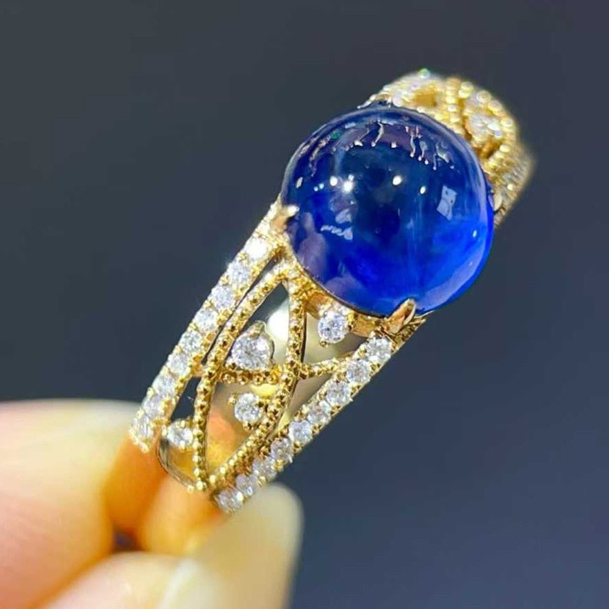 14k Gold 2.19 Ctw Natural Sapphire & Diamond Ring - 4