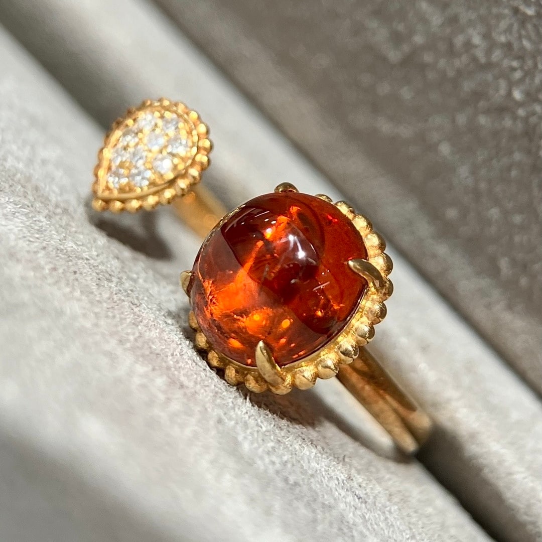 14k Gold 2.55 Ct Natural Spessartine & Diamond Ring - 2