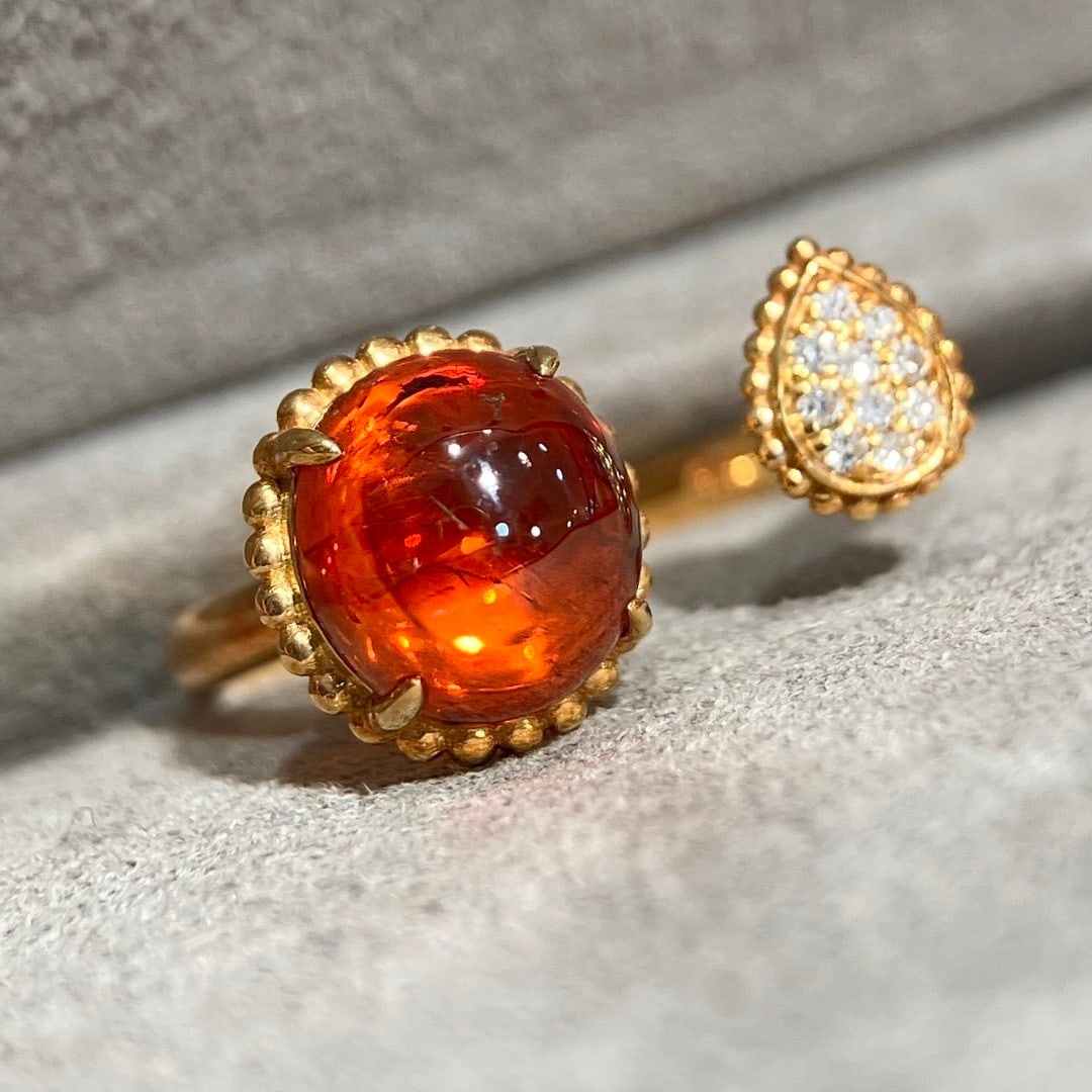 14k Gold 2.55 Ct Natural Spessartine & Diamond Ring - 3