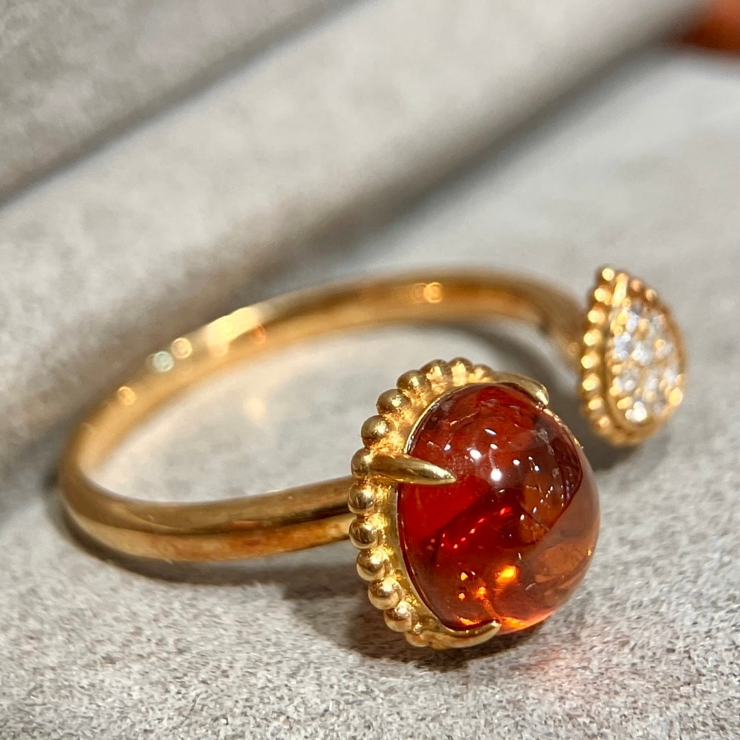 14k Gold 2.55 Ct Natural Spessartine & Diamond Ring - 5