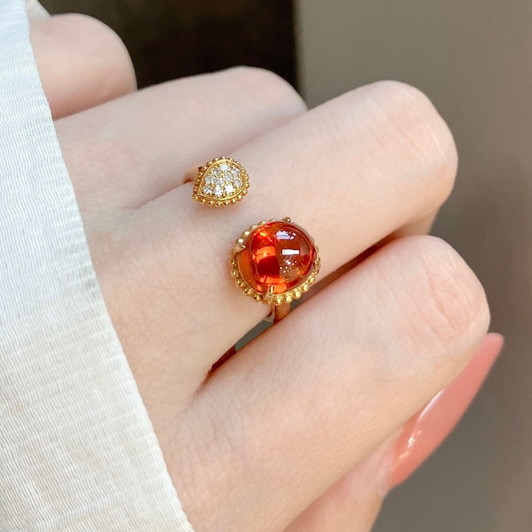 14k Gold 2.55 Ct Natural Spessartine & Diamond Ring - 7