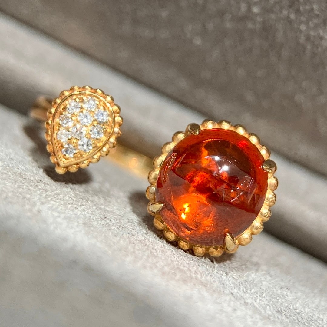 14k Gold 2.55 Ct Natural Spessartine & Diamond Ring - 8