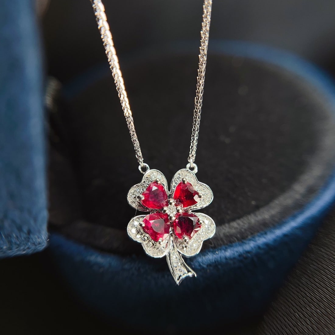 14k Gold 1.00 Ct Natural Ruby & Diamond Necklace - 4