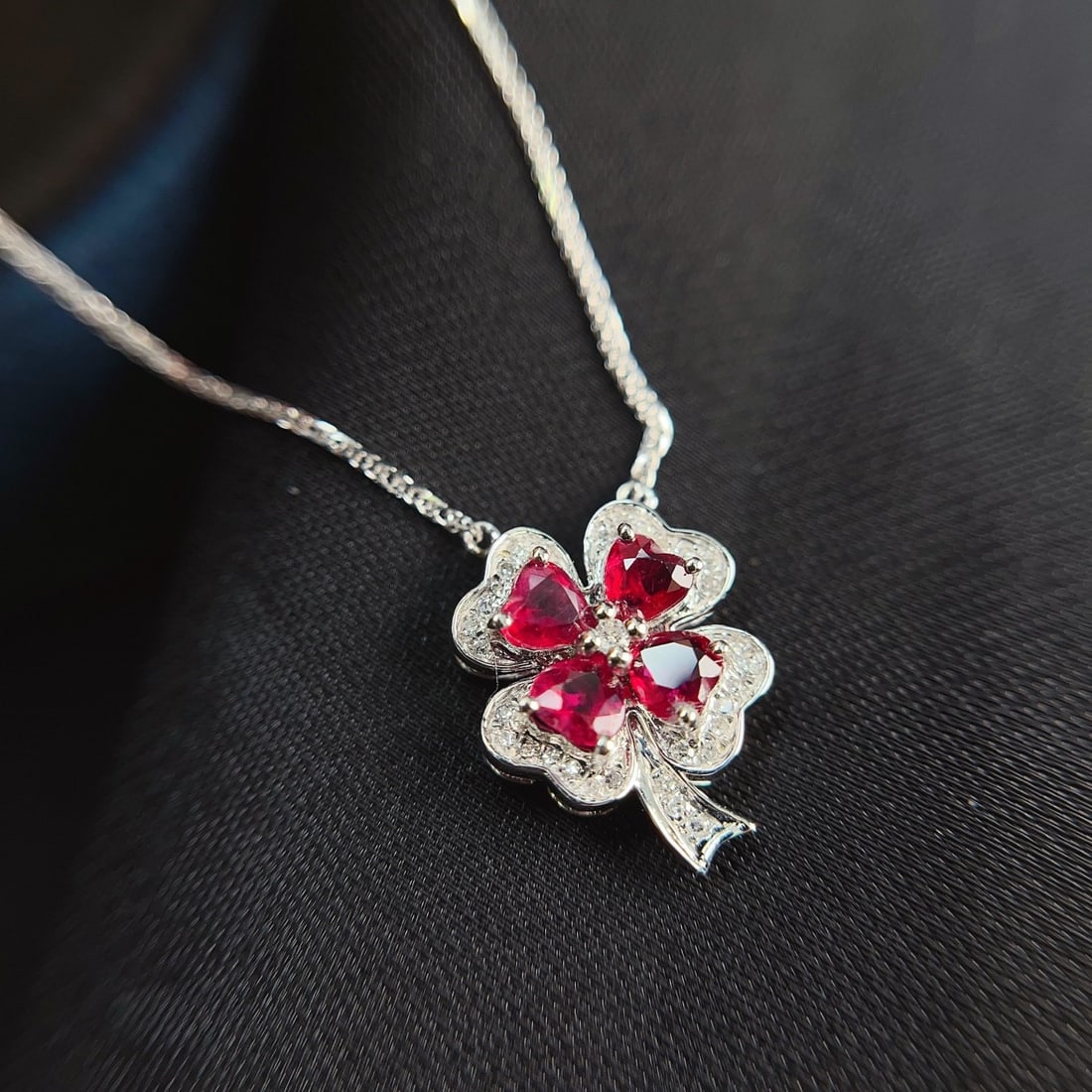 14k Gold 1.00 Ct Natural Ruby & Diamond Necklace - 5