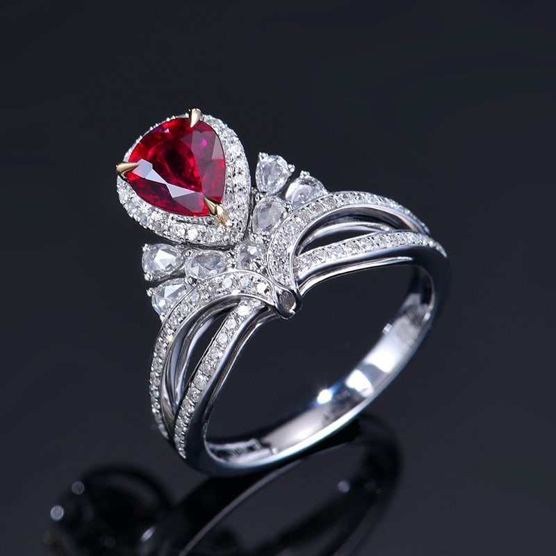 14k Gold 1.22 Ctw Natural Ruby & Diamond Ring - 4