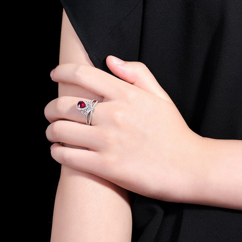 14k Gold 1.22 Ctw Natural Ruby & Diamond Ring - 7