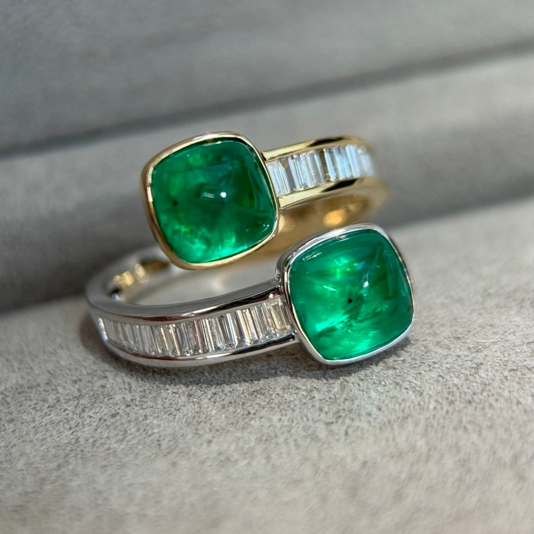 14k Gold 3.68 Ctw Vivid Green Natural Emerald & Diamond Ring - 7