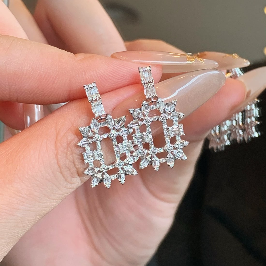 14k Gold 1.09 Ct Natural H Diamond Earrings - 8