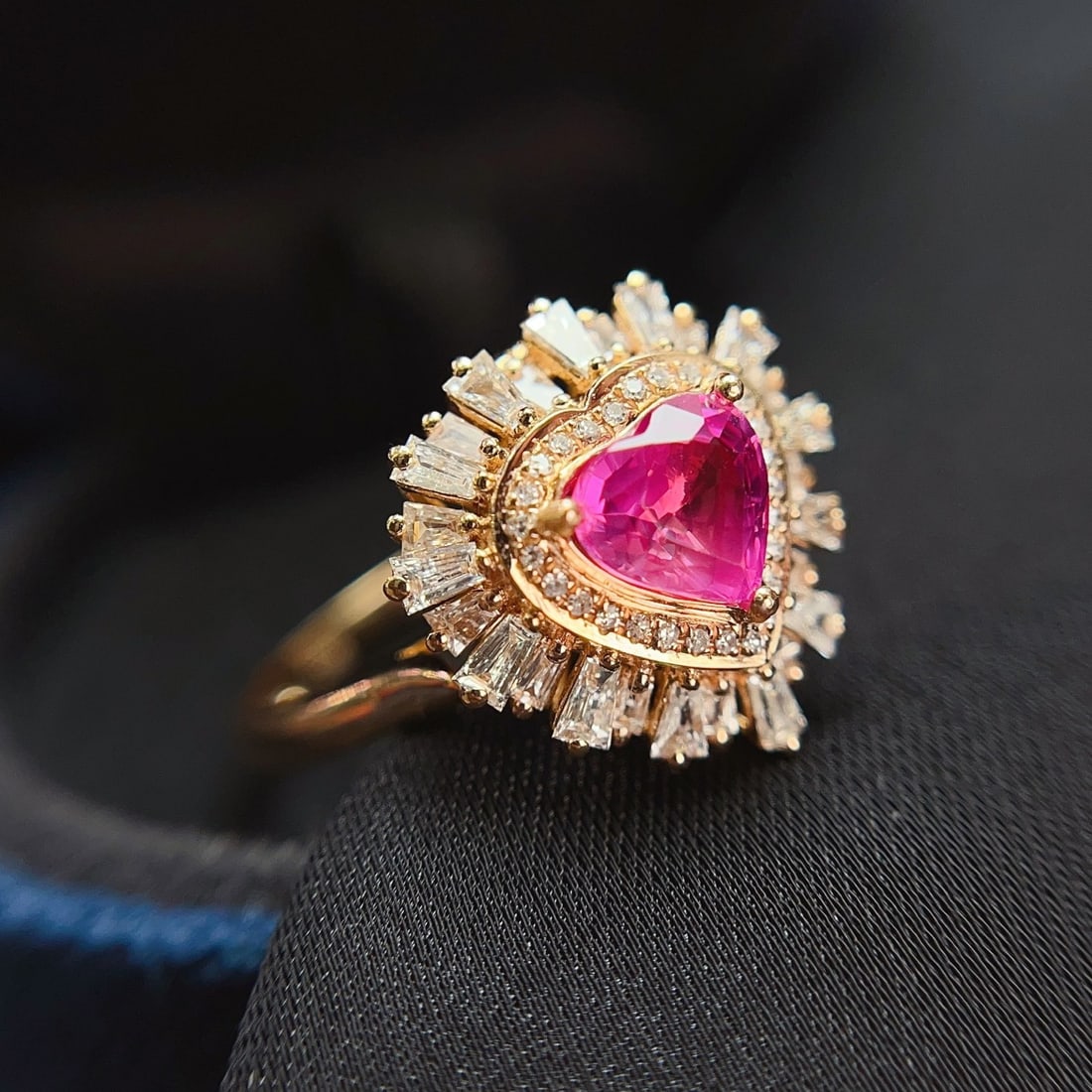 14k Gold 1.10 Ct Natural Ruby & Diamond Ring/pendant( Without Chain ) - 4