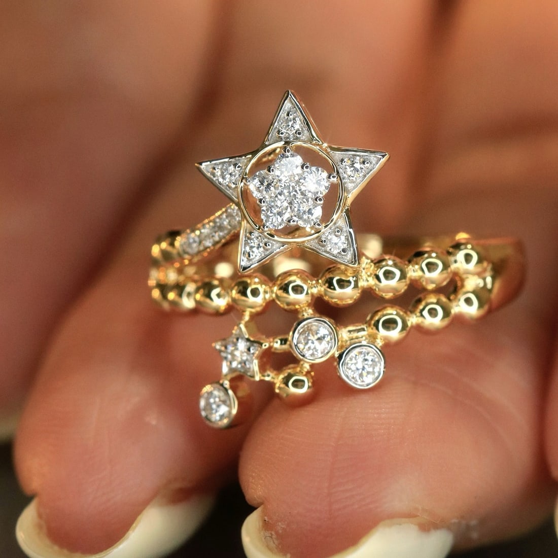 14k Gold 0.25 Ct Natural H Diamond Ring - 4