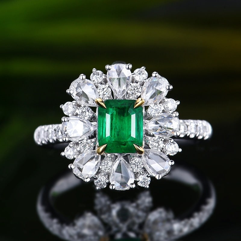 14k Gold 1.76 Ctw Vivid Green Natural Emerald & Diamond Ring/pendant( Without Chain ) (1 of 9)
