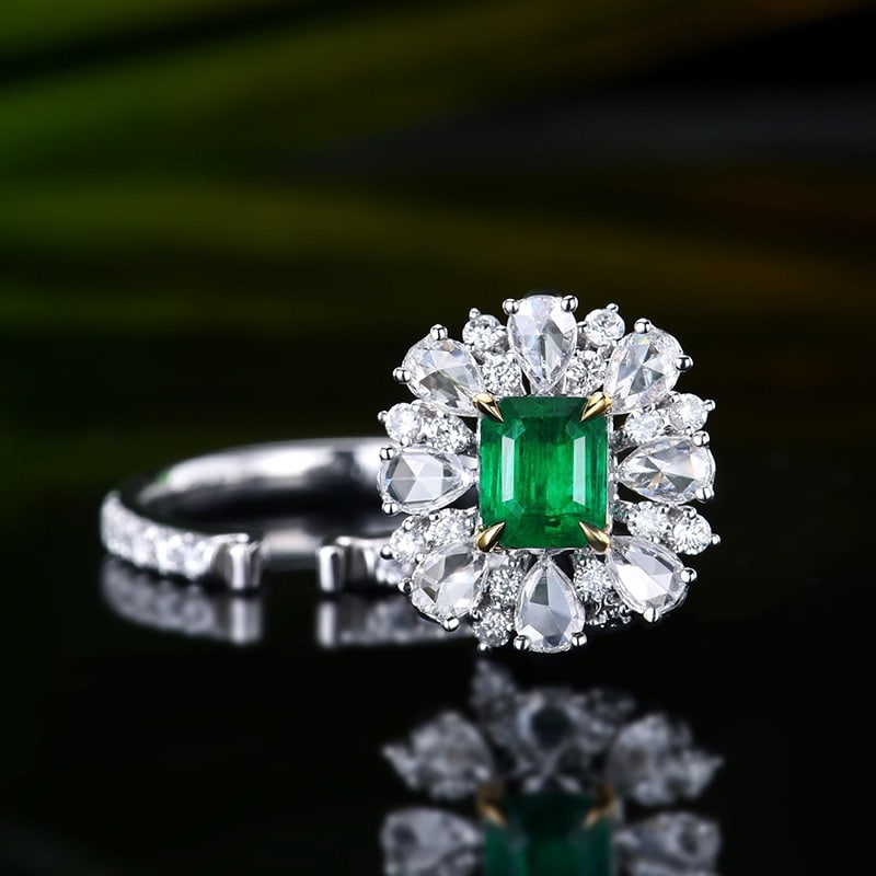 14k Gold 1.76 Ctw Vivid Green Natural Emerald & Diamond Ring/pendant( Without Chain ) - 2