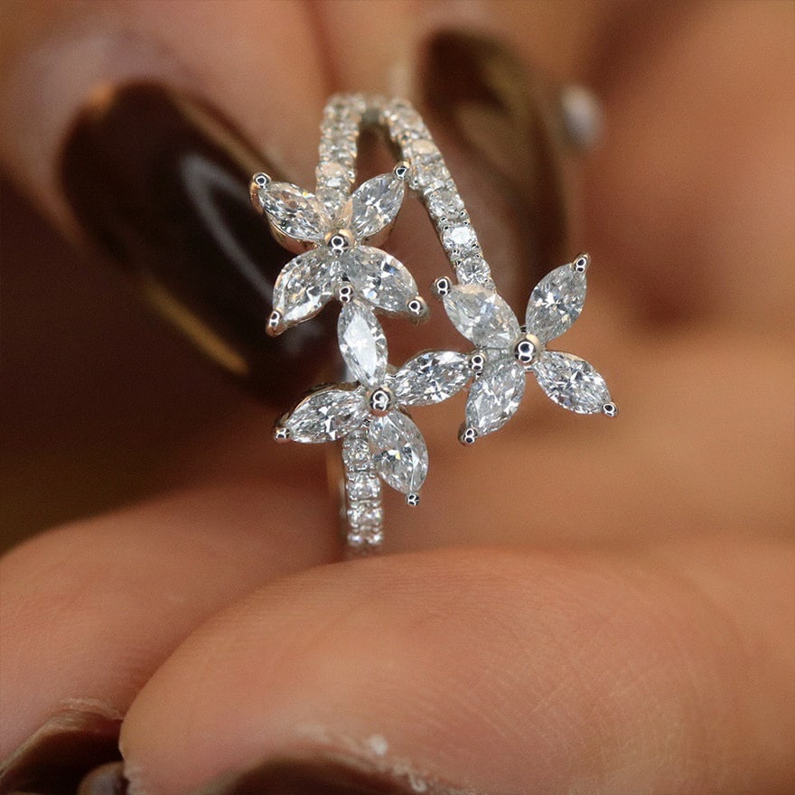 14k Gold 0.9 Ct Natural H Diamond Ring - 3