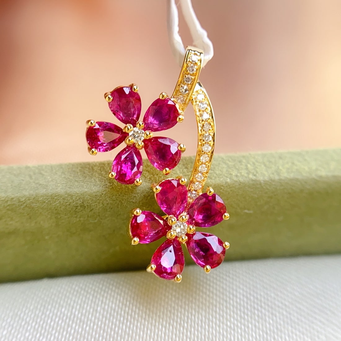 14k Gold 2.00 Ct Natural Ruby & Diamond Pendant( Without Chain ) (1 of 5)