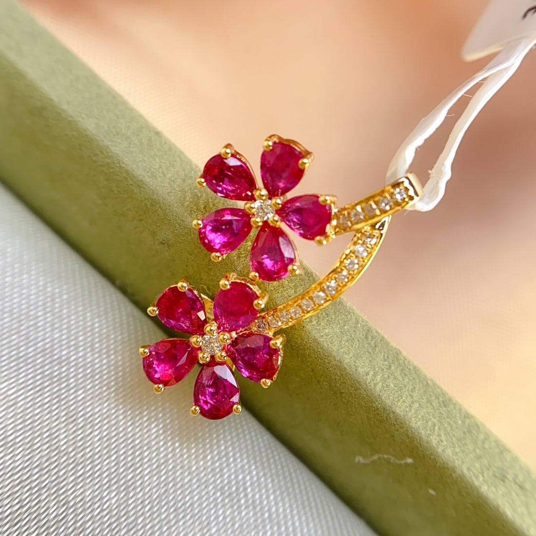 14k Gold 2.00 Ct Natural Ruby & Diamond Pendant( Without Chain ) - 2