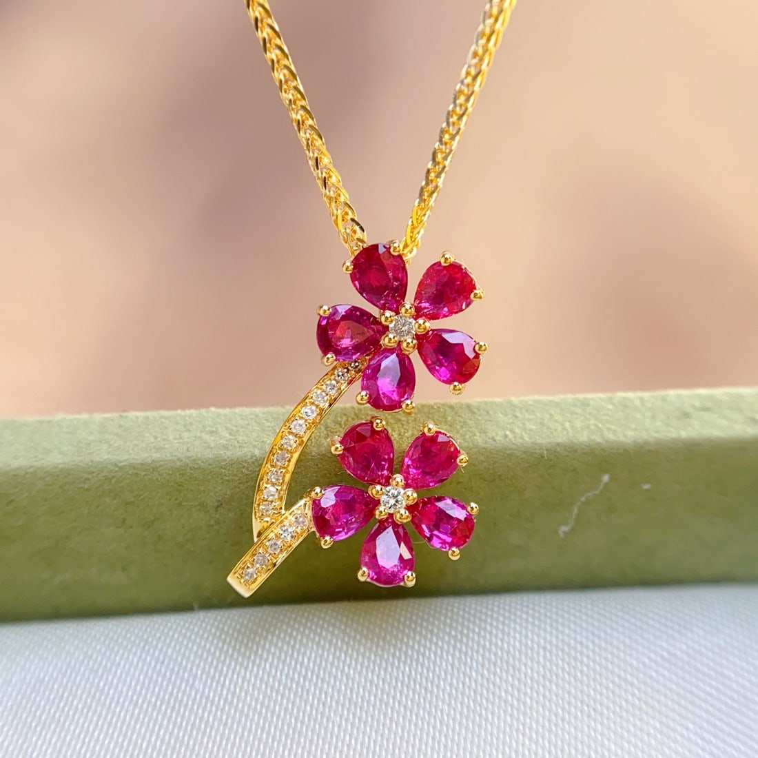 14k Gold 2.00 Ct Natural Ruby & Diamond Pendant( Without Chain ) - 3