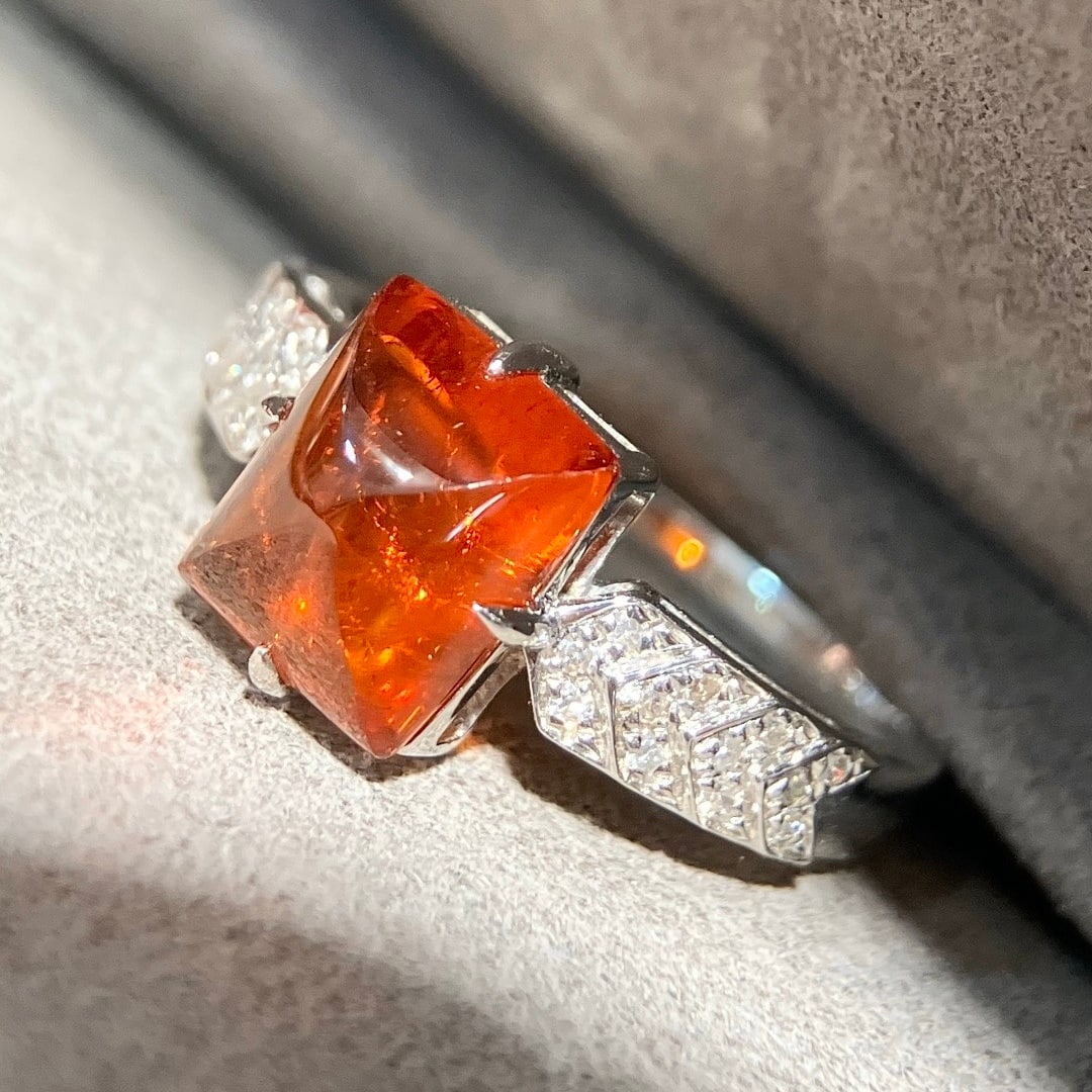 14k Gold 3.68 Ctw Natural Spessartine & Diamond Ring - 5