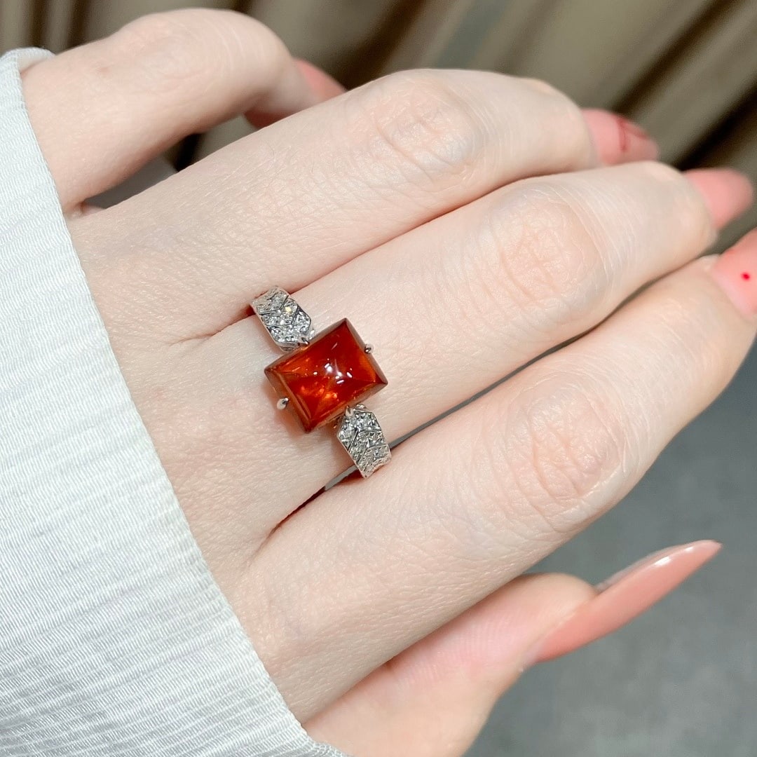 14k Gold 3.68 Ctw Natural Spessartine & Diamond Ring - 7